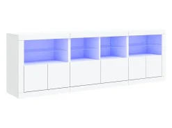 Aparador con luces LED blancas 202x37x67 cm