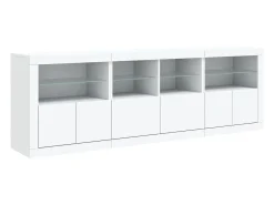 Aparador con luces LED blancas 202x37x67 cm