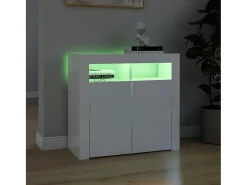 Aparador con luces LED blanco brillante 80x35x75 cm