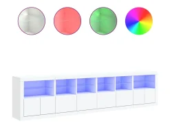 Aparador con luces LED blanco 283x37x67 cm
