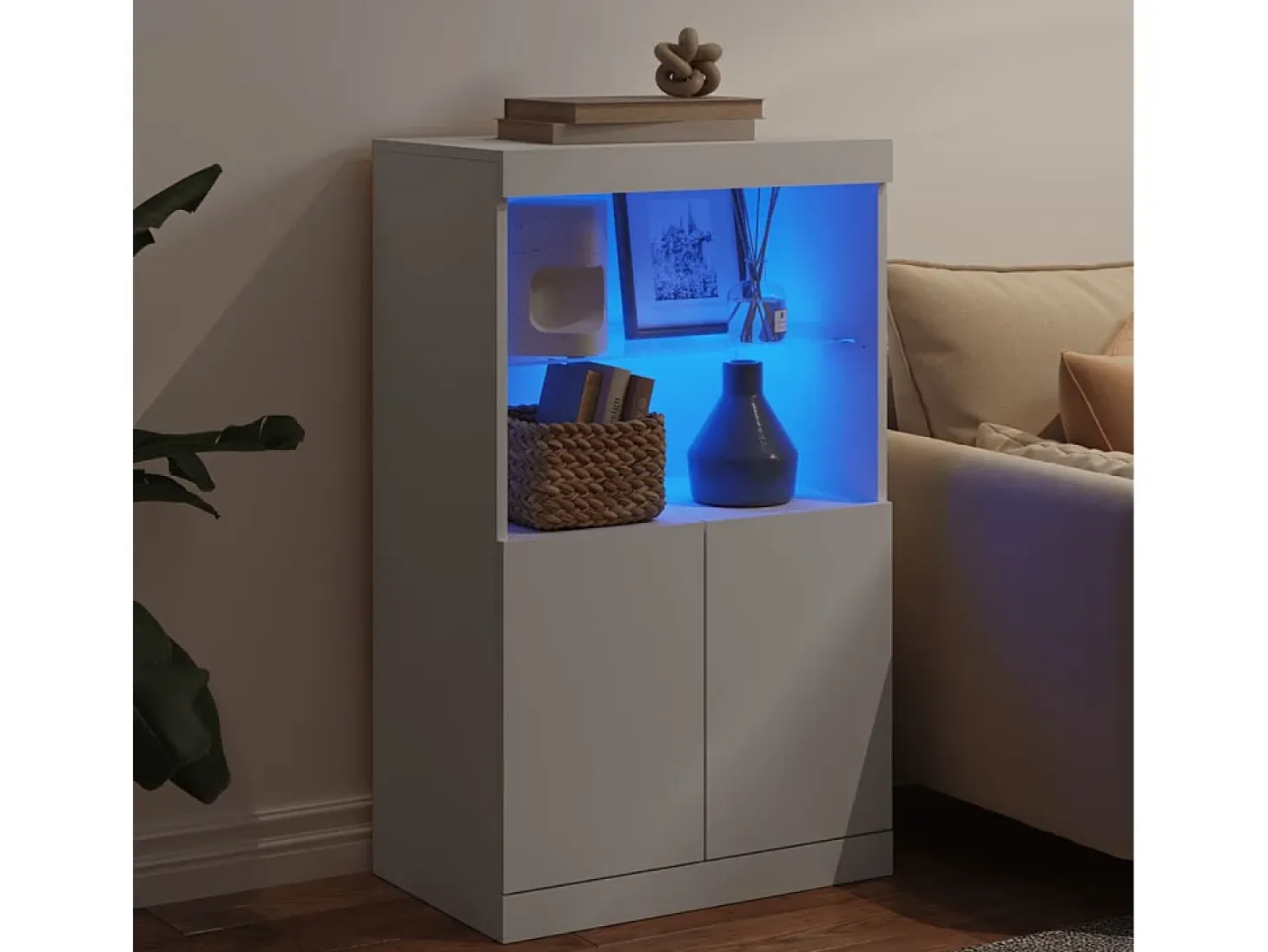 Aparador con luces LED blanco 60,5x37x100 cm ES806210
