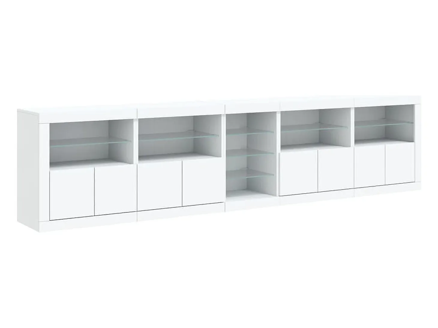 Aparador con luces LED blancas 283x37x67 cm