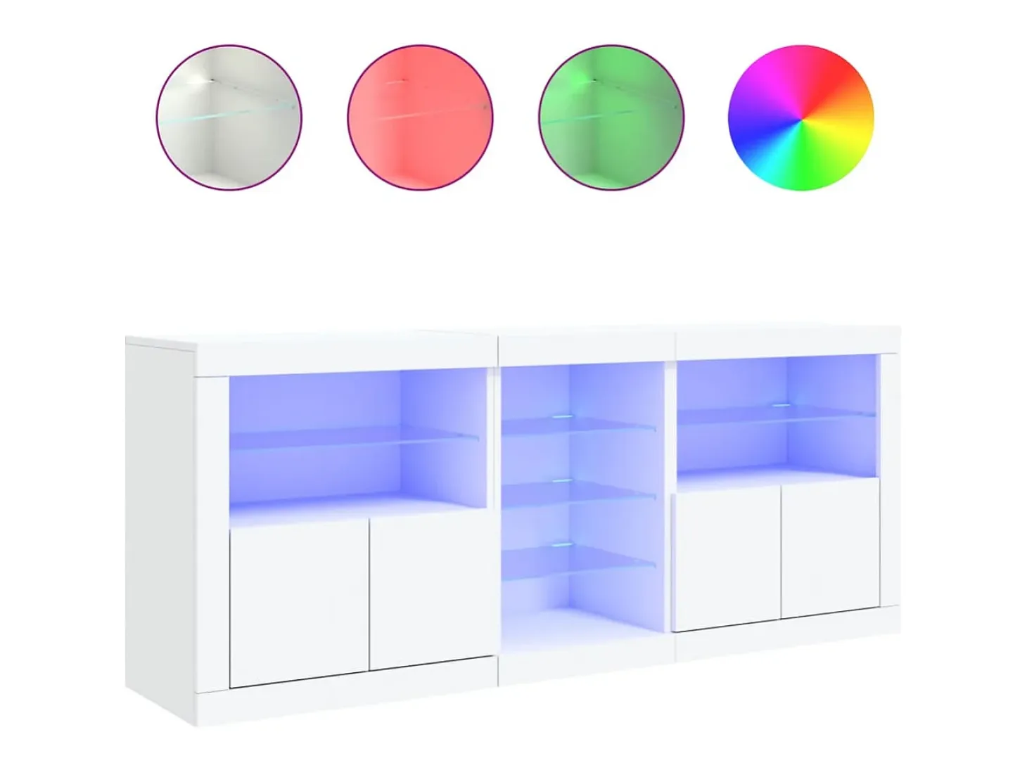 Aparador con luces LED blanco 181,5x37x67 cm