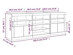 Aparador con luces LED blanco 181,5x37x67 cm