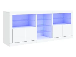 Aparador con luces LED blanco 162x37x67 cm ES480410