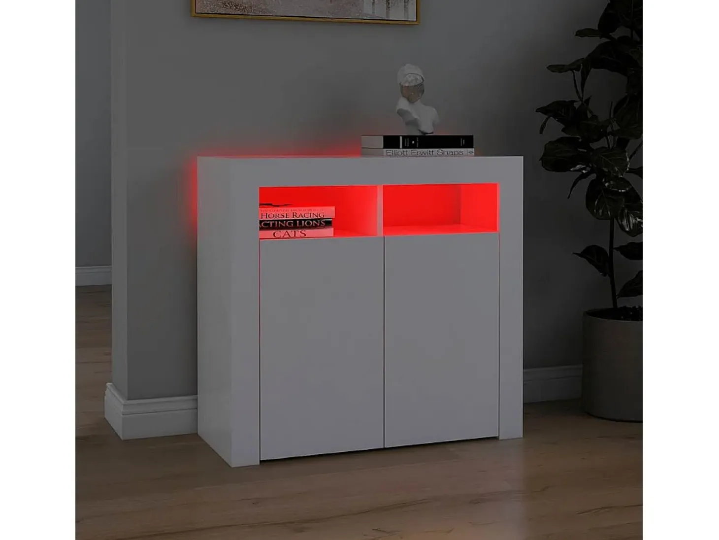 Aparador con luces LED Blanco 80x35x75 cm