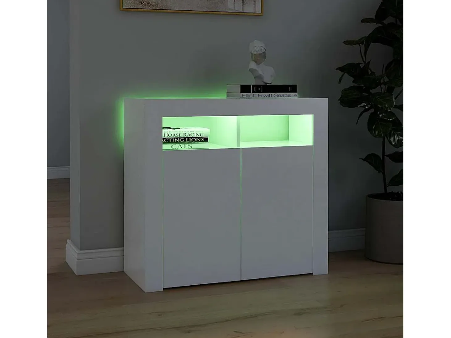 Aparador con luces LED Blanco 80x35x75 cm