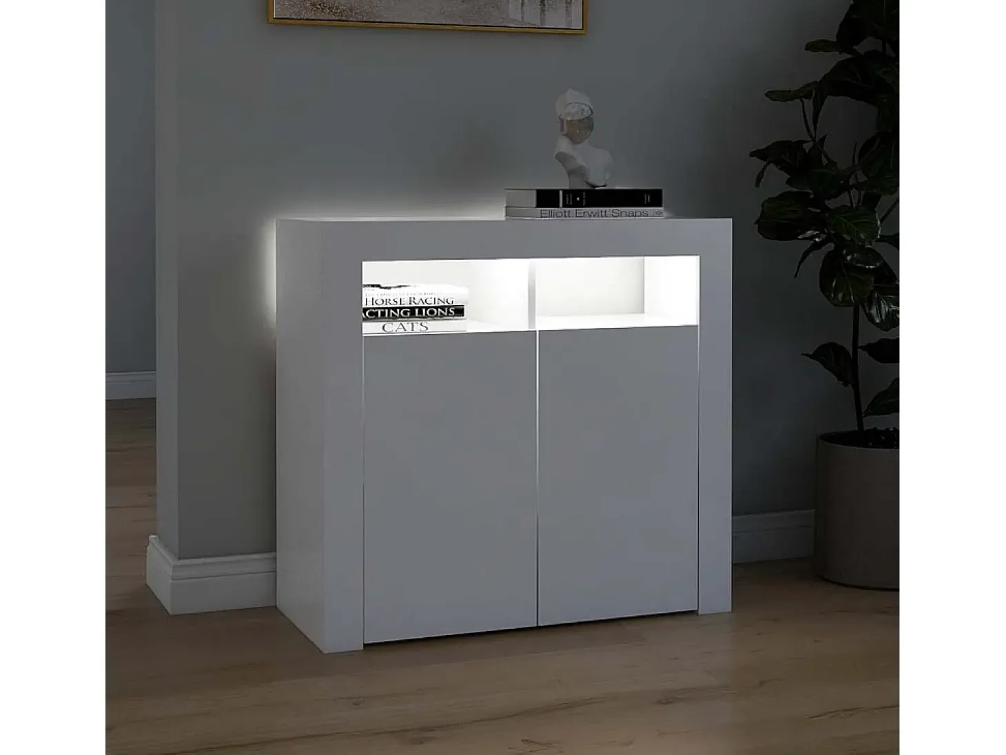Aparador con luces LED Blanco 80x35x75 cm