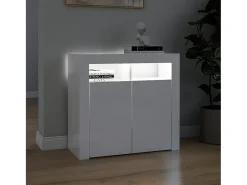 Aparador con luces LED blanco brillante 80x35x75 cm ES91902