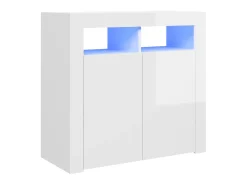 Aparador con luces LED blanco brillante 80x35x75 cm ES91902