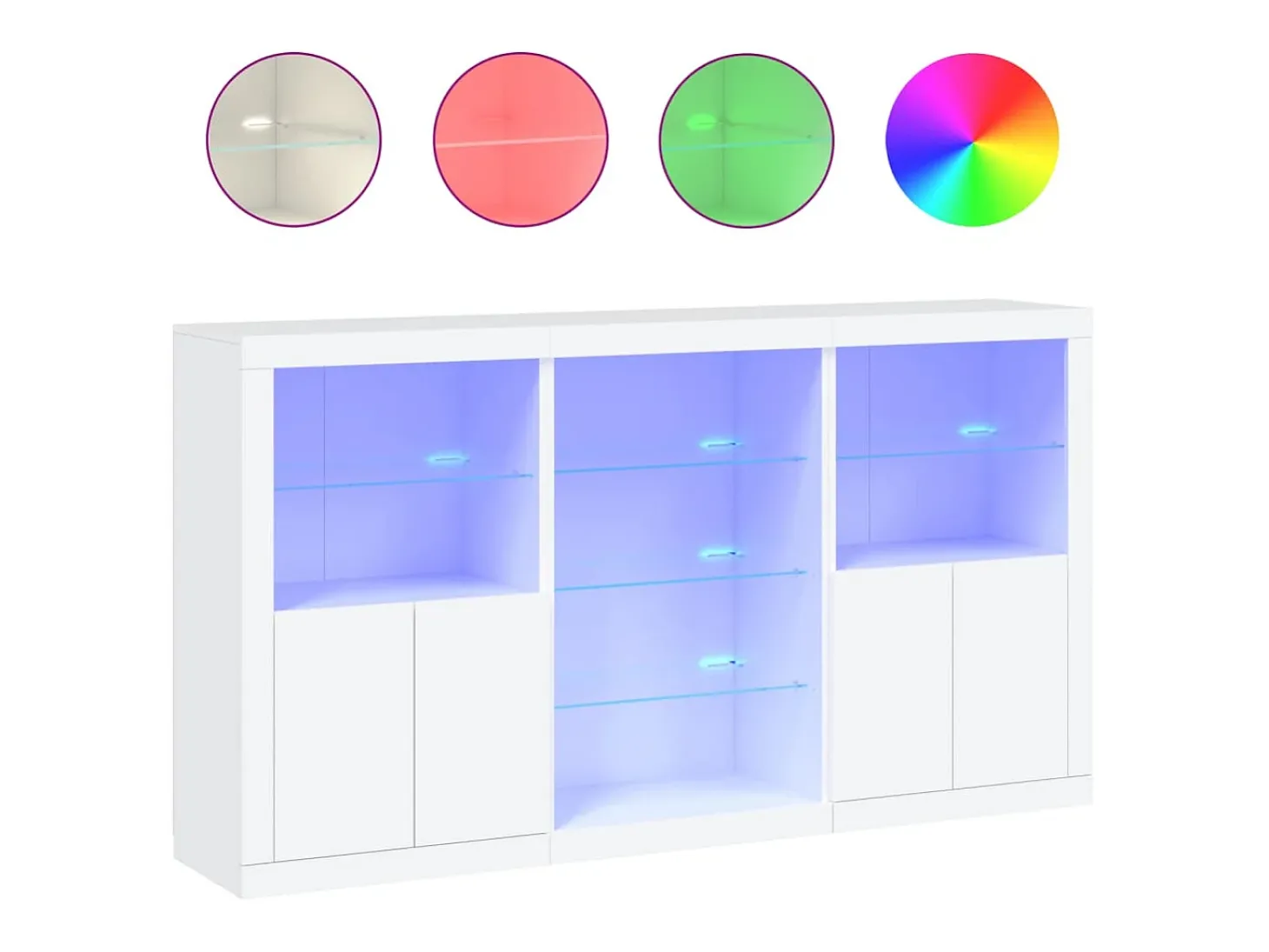 Aparador con luces LED blancas 181,5x37x100 cm