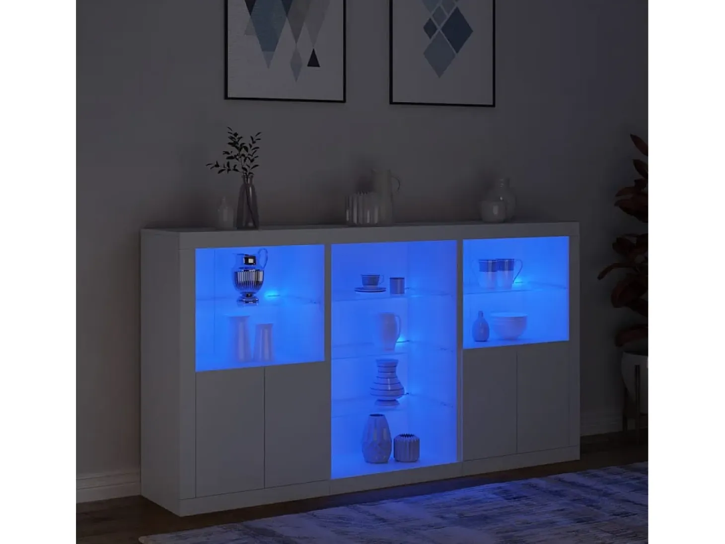 Aparador con luces LED blancas 181,5x37x100 cm
