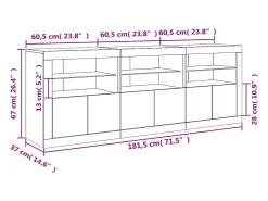 Aparador con luces LED blanco 181,5x37x67 cm