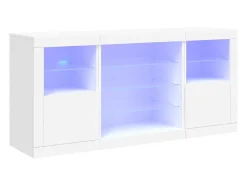 Aparador con luces LED blanco 142,5x37x67 cm