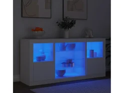 Aparador con luces LED blanco 142,5x37x67 cm