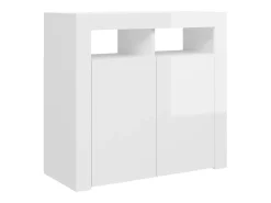 Aparador con luces LED en blanco brillo 80x35x75 cm