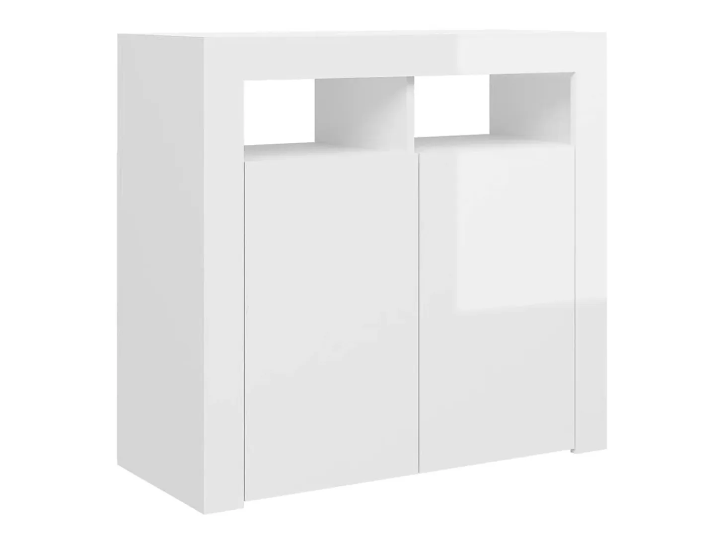 Aparador con luces LED en blanco brillo 80x35x75 cm