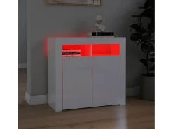 Aparador con luces LED en blanco brillo 80x35x75 cm
