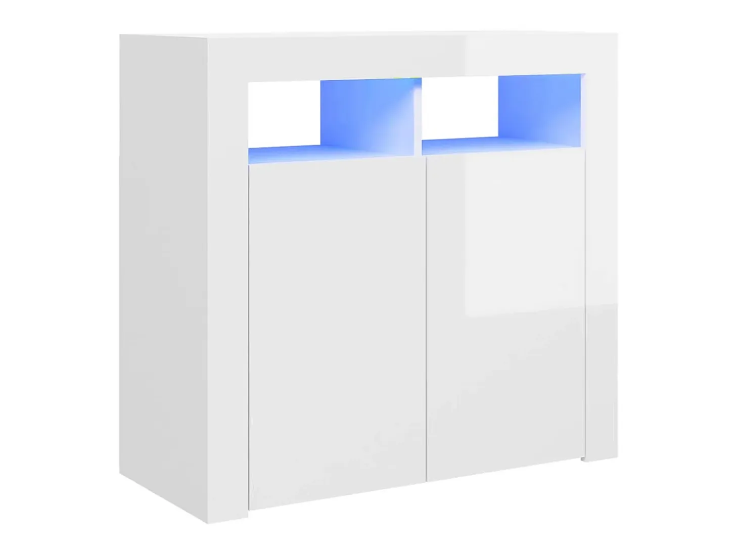 Aparador con luces LED en blanco brillo 80x35x75 cm