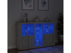 Aparador con luces LED gris Sonoma 162x37x100 cm