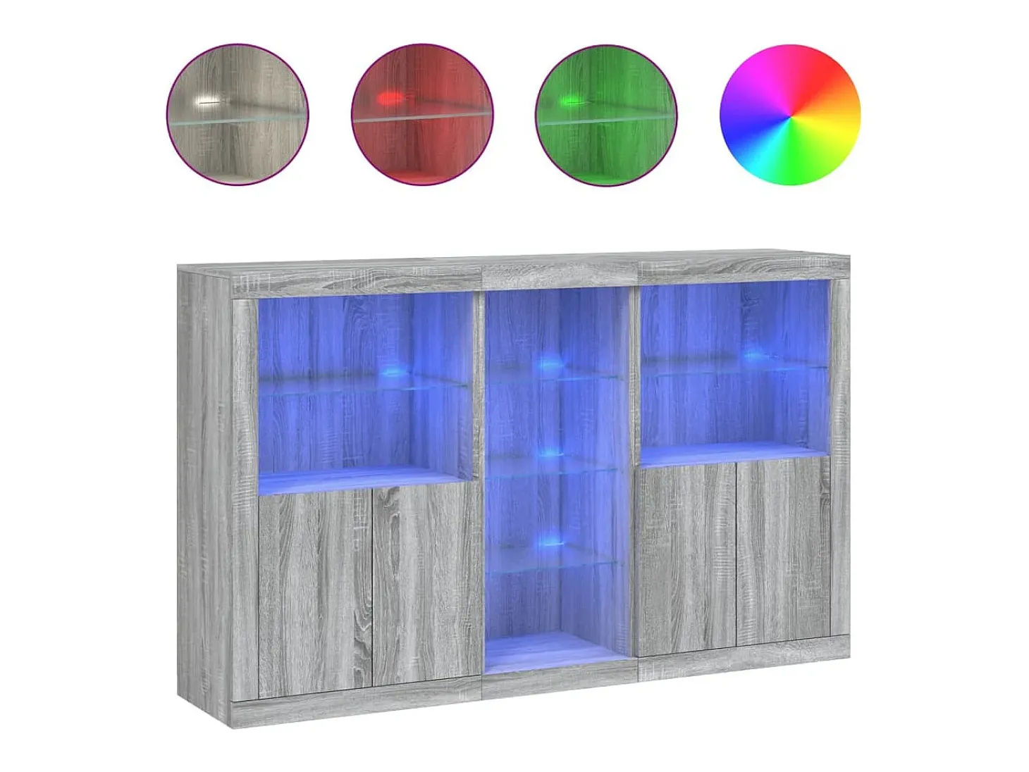 Aparador con luces LED gris Sonoma 162x37x100 cm