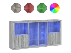 Aparador con luces LED gris Sonoma 202x37x100 cm