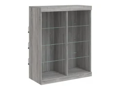 Aparador con luces LED gris Sonoma 202x37x100 cm