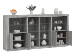 Aparador con luces LED gris Sonoma 202x37x100 cm