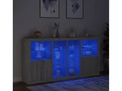 Aparador con luces LED gris Sonoma 202x37x100 cm ES718366