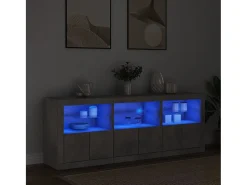 Aparador con luces LED gris hormigón 181,5x37x67 cm