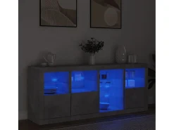 Aparador con luces LED gris hormigón 164x37x67 cm