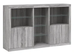 Aparador con luces LED gris Sonoma 162x37x100 cm