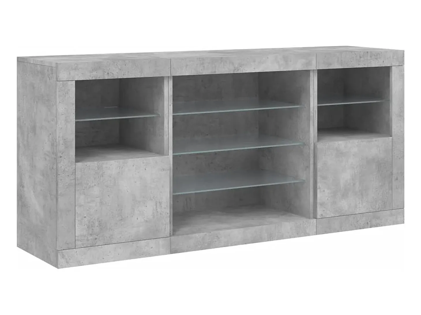Aparador con luces LED gris hormigón 142,5x37x67 cm