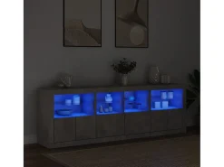 Aparador con luces LED gris hormigón 202x37x67 cm ES760051