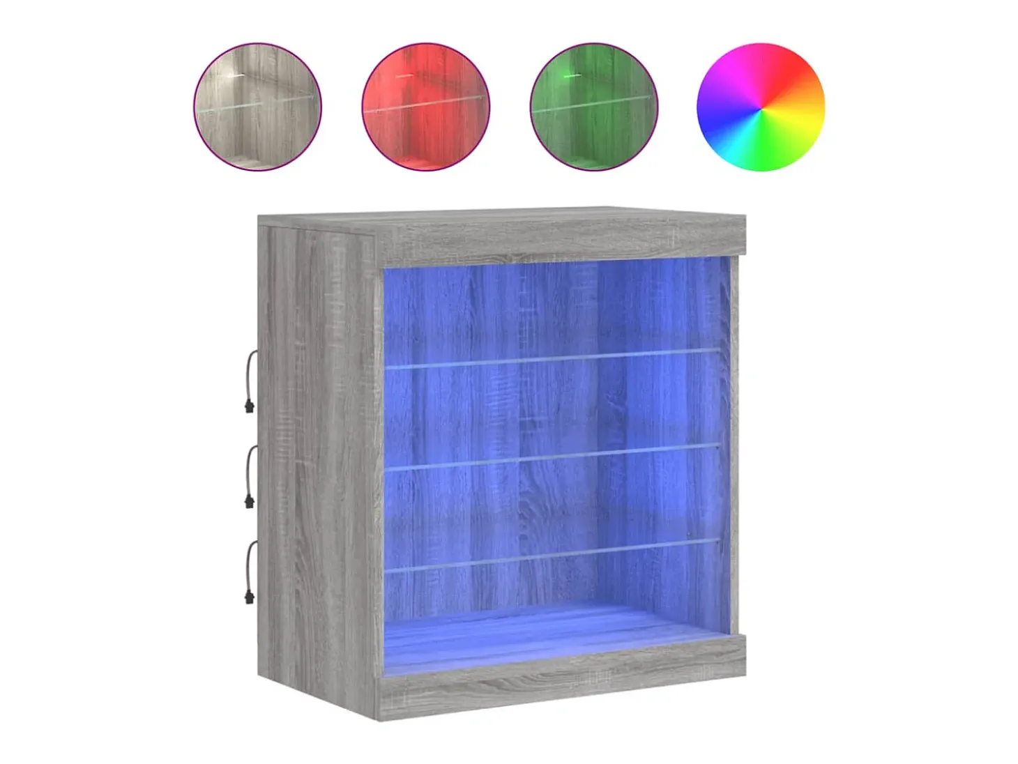 Aparador con luces LED gris Sonoma 60,5x37x67 cm
