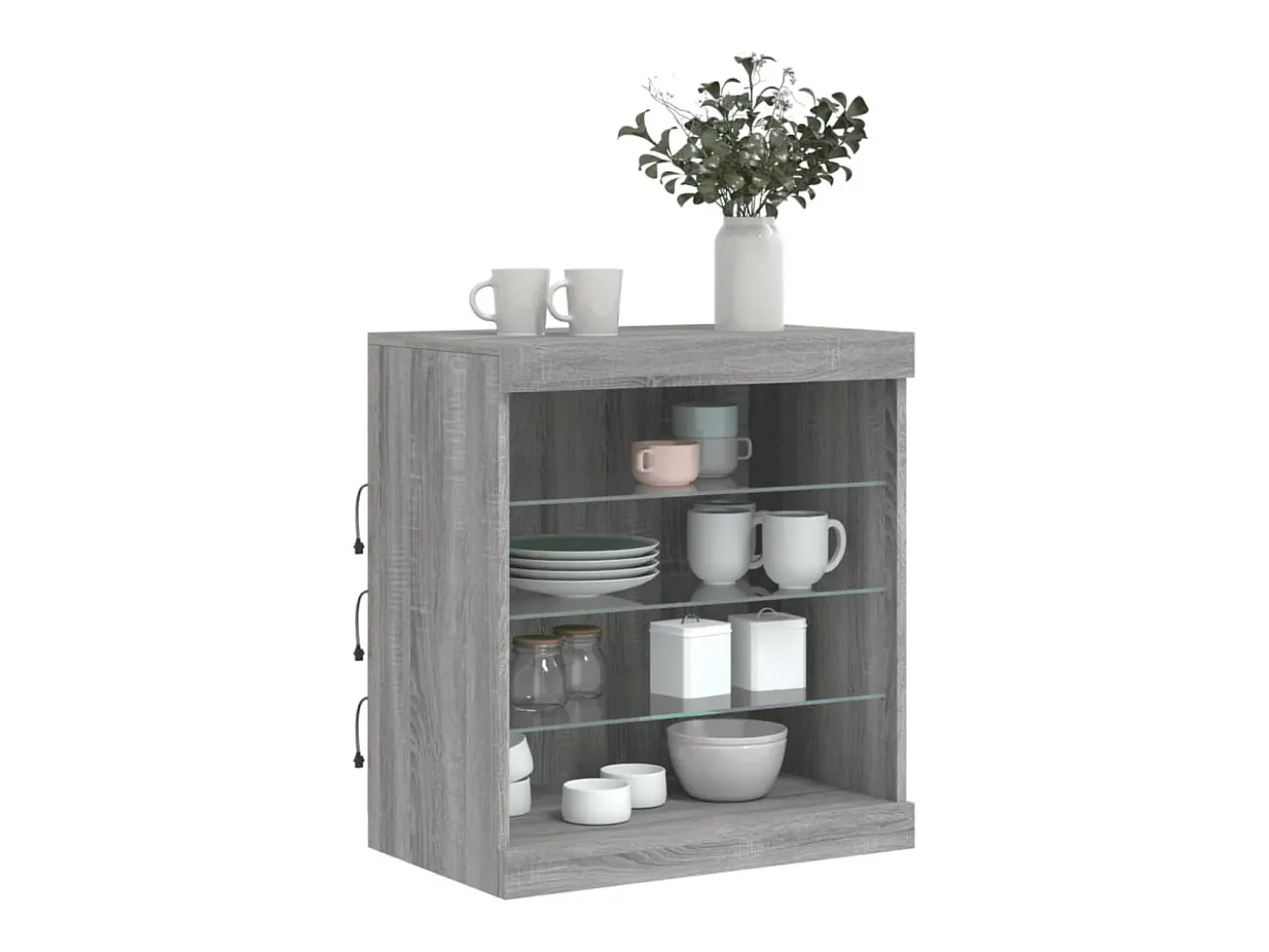 Aparador con luces LED gris Sonoma 60,5x37x67 cm