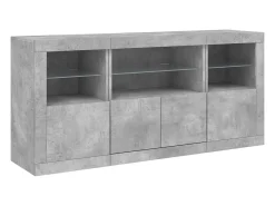 Aparador con luces LED gris hormigón 142,5x37x67 cm