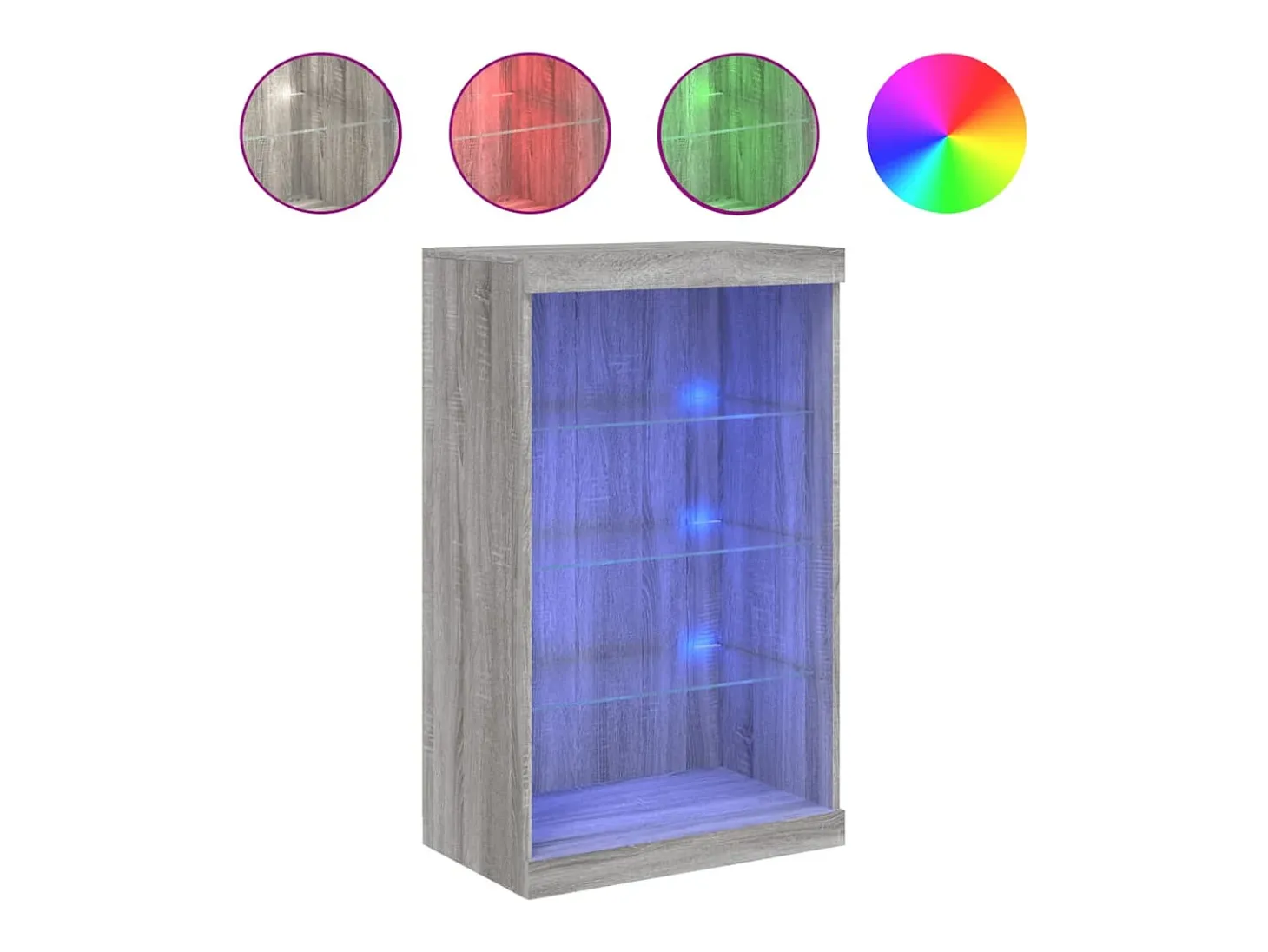 Aparador con luces LED gris Sonoma 60,5x37x100 cm ES786846