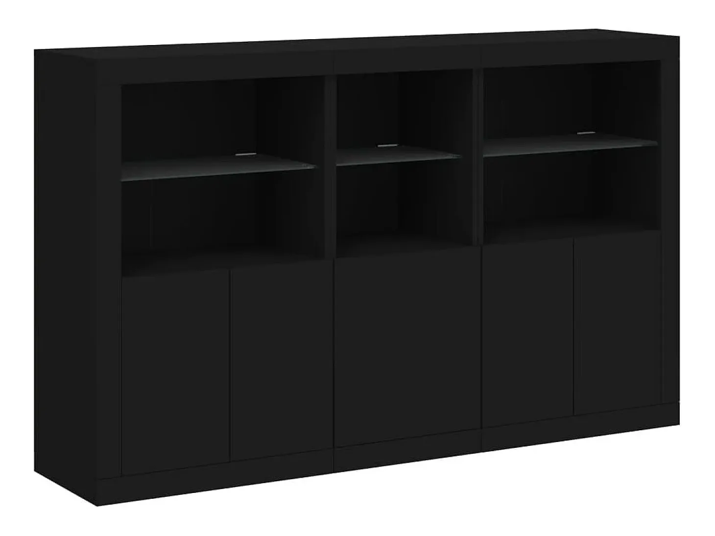 Aparador con luces LED negro 162x37x100 cm ES794691