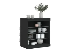 Aparador con luces LED negro 60,5x37x67 cm ES853467