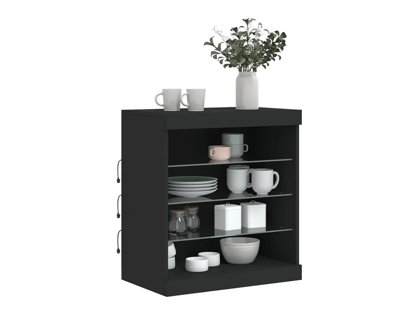 Aparador con luces LED negro 60,5x37x67 cm ES853467