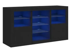 Aparador con luces LED negro 123x37x67 cm