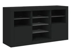 Aparador con luces LED negro 123x37x67 cm