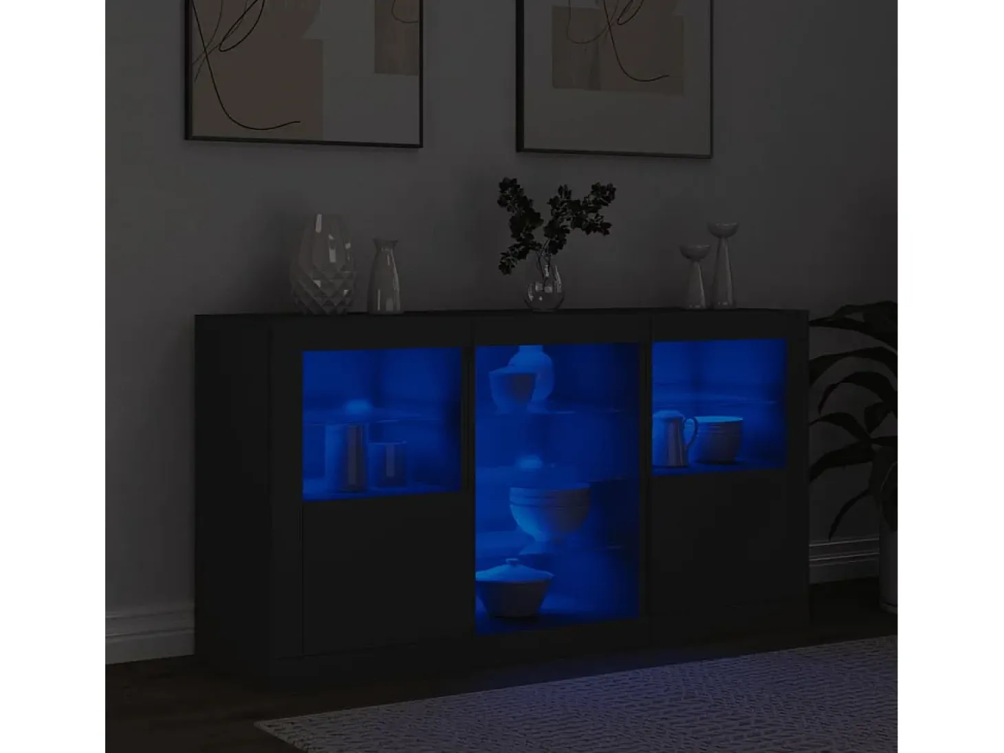Aparador con luces LED negro 123x37x67 cm ES739400