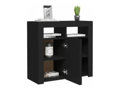 Aparador con luces LED negro 80x35x75 cm