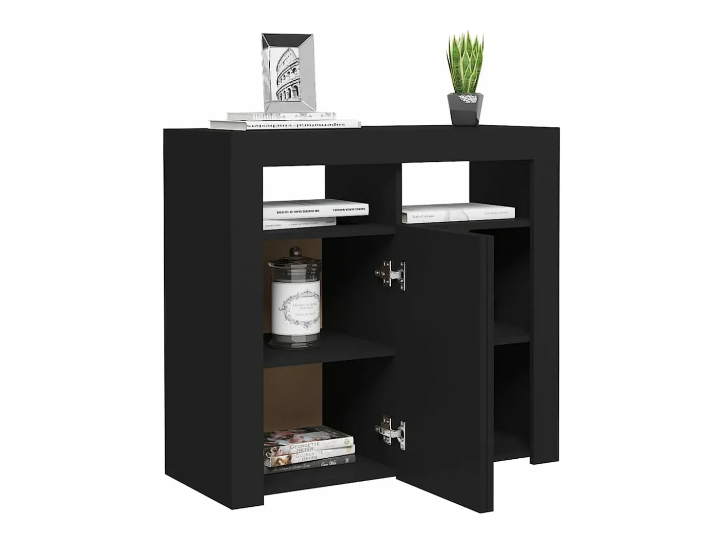 Aparador con luces LED negro 80x35x75 cm