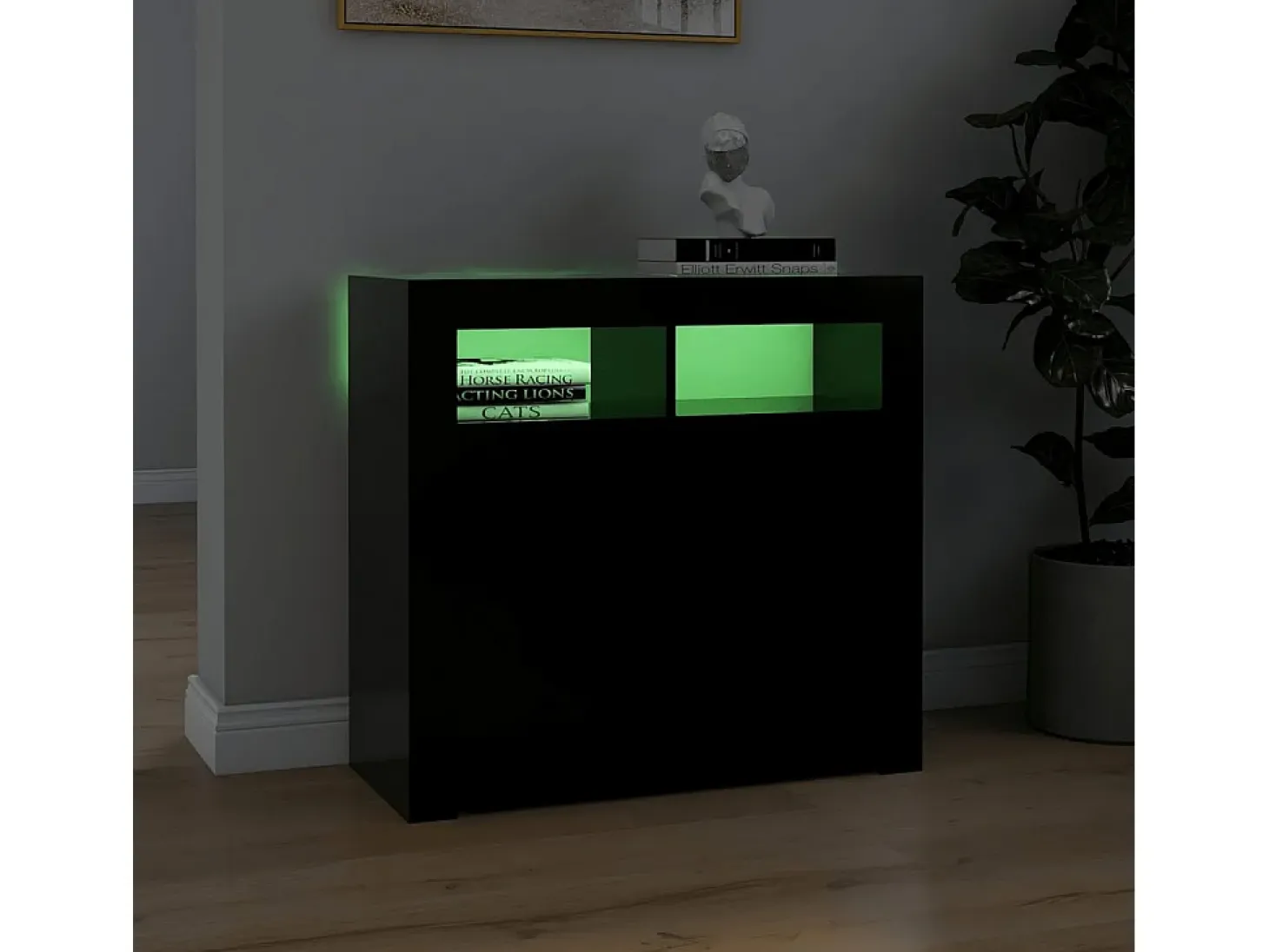 Aparador con luces LED negro 80x35x75 cm