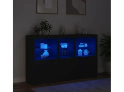 Aparador con luces LED negro 162x37x100 cm