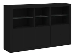 Aparador con luces LED negro 162x37x100 cm