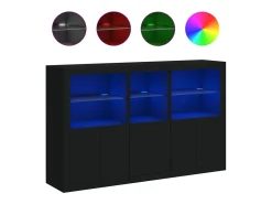 Aparador con luces LED negro 162x37x100 cm